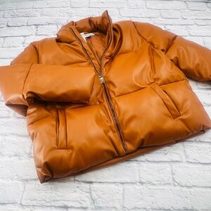 NWT The Drop Womans Puffer Jacket XL Cognac Warm Casual Waist Length